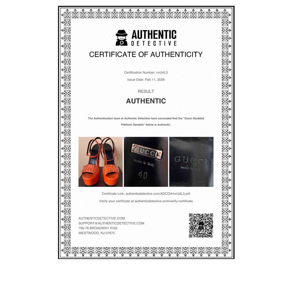 Gucci Malaga Kid Orange Leather Studded Platform Heels EU 40 Box Dust Bag w/COA - Picture 2 of 16